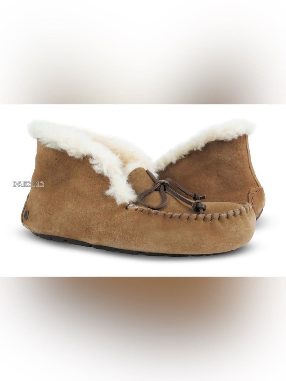 UGG Chestnut Alena Brown Shearling-Lined Moccasin Boots